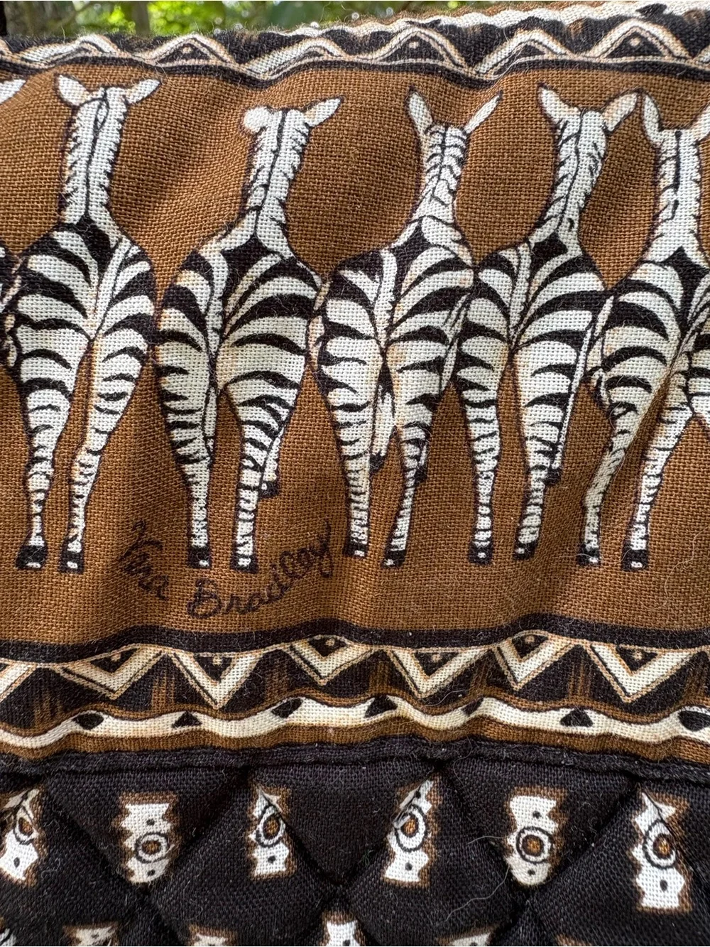 Y2K Vera Bradley Black and Brown Quilted Tote with Zebras